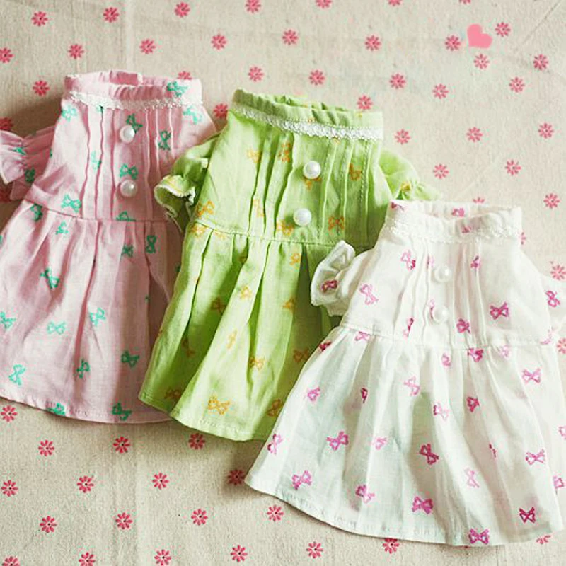 

OnnPnnQ Spring Summer Pet Dog Dress Printed Casual Puppy Clothes For Small Dogs Princess Dress For Dog Chihuahua Yorkshire Pug