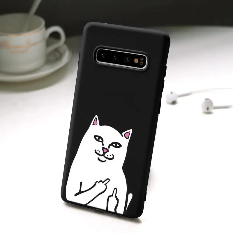 Мягкий матовый чехол из ТПУ с милым розовым котом для Samsung Galaxy Note 8 9 4 M10 M20 M30 J3 J5 J4 J7