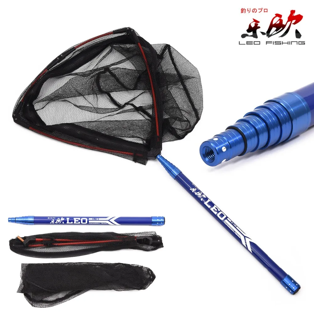 

2.1M Mini Ultra Short Carbon Portable Dip Net folding Fishing Nets Split Fishing Gear Retractable Net Fishing Accessories