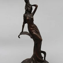 1" Western Art Бронза Мраморный Belle Женщин Девушка Подсвечник кандлер Статуя
