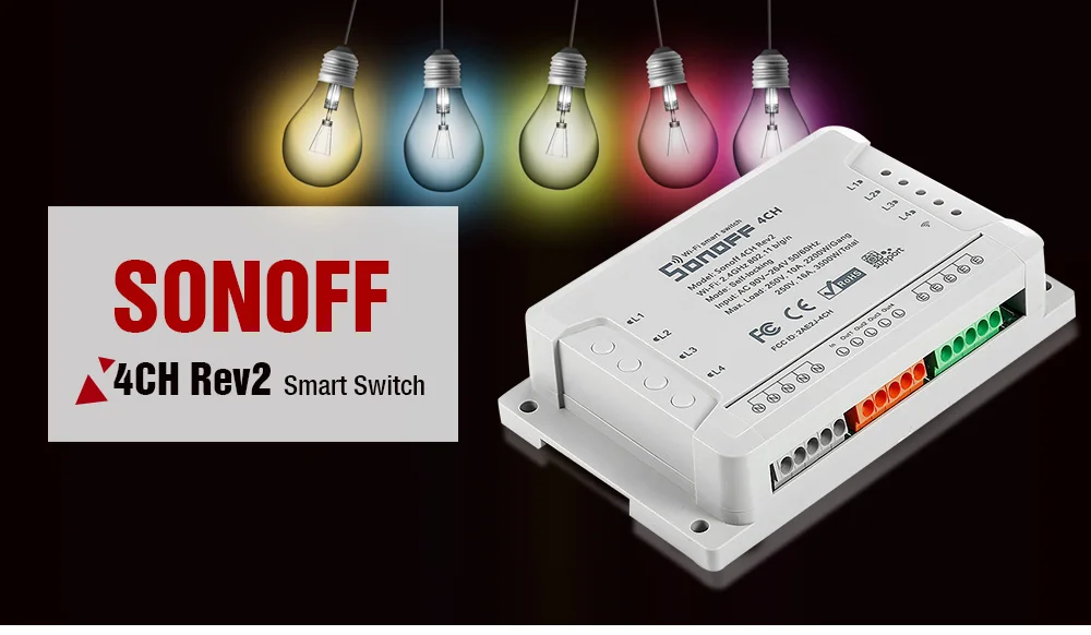 SONOFF 4CH Rev2 4 канала Беспроводной Интеллектуальный переключатель Wi-Fi