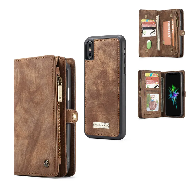 

Multi-function Retro Business Genuine Leather Flip Wallet Phone Cover for Iphone 6 7 8 Plus X XR XS MAX Luxury Wallet Phone Case