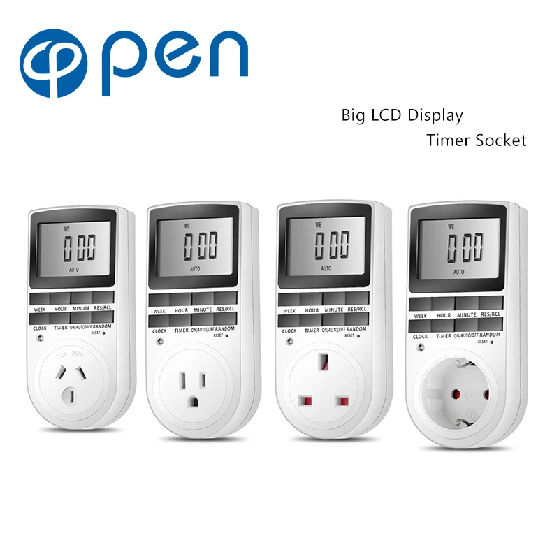 Opt001 Electronic Digital Timer Switch Plug Kitchen Timer Outlet 230v 50hz 7 Day 12/24 Hour