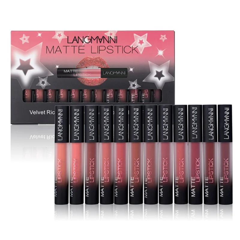 

12pcs Lipstick Long-Lasting Gradient Color Matte Lipstick Kit Moisturizing And Hydrating Lipstick Cosmetic Set