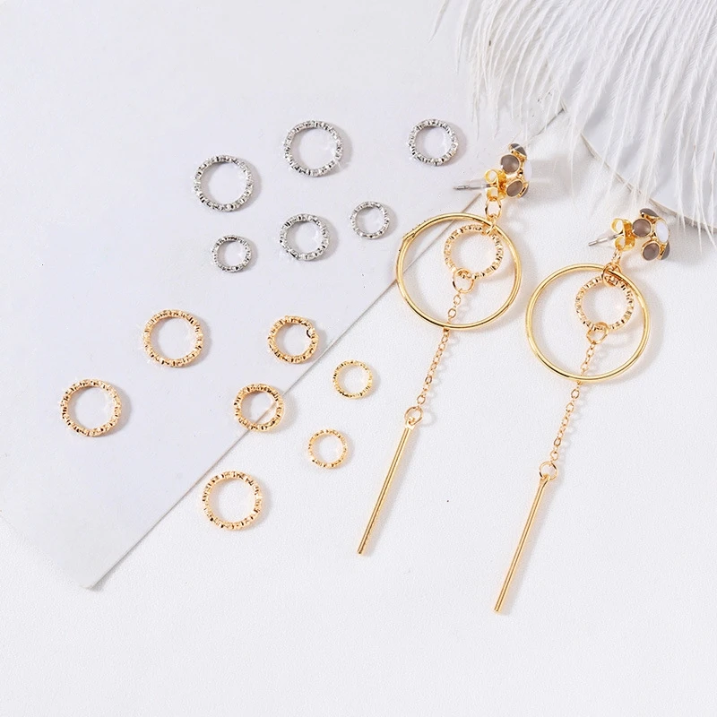 50pcs Gold Round Circle Jump Rings Metal Split Ring DIY Stud/Drop ...