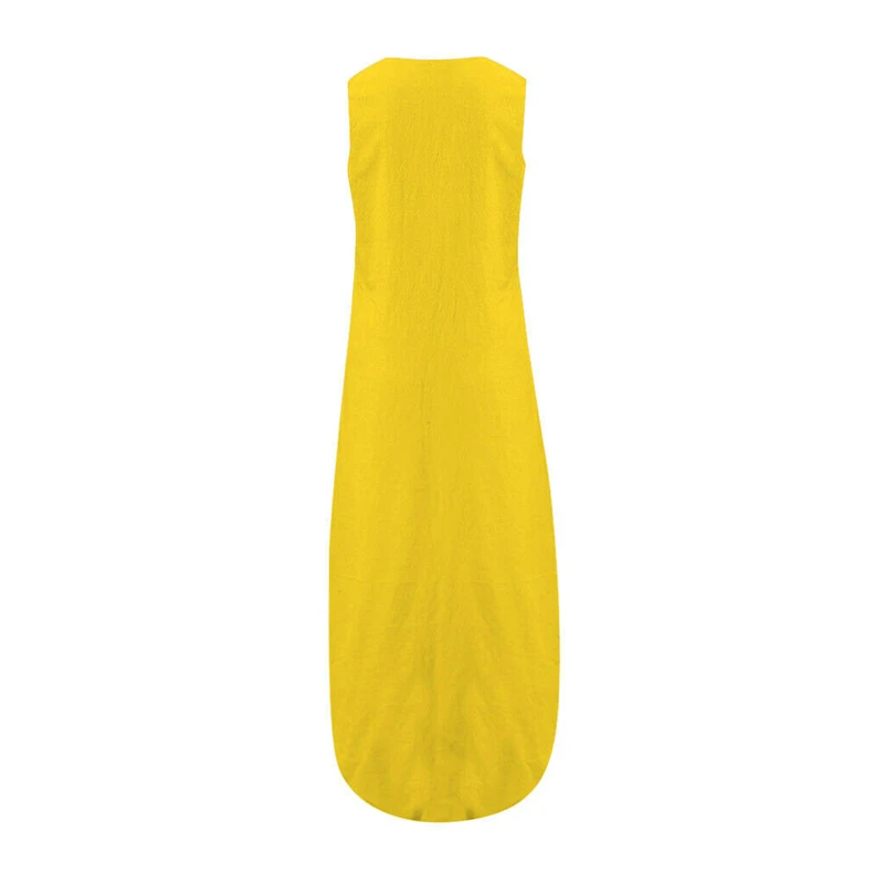 2019 Women Summer Linen Sundress Sexy Split Hem Maxi Dress Sleeveless V-Neck Baggy Dresses Ladies Kaftan Boho Dress Vestidos