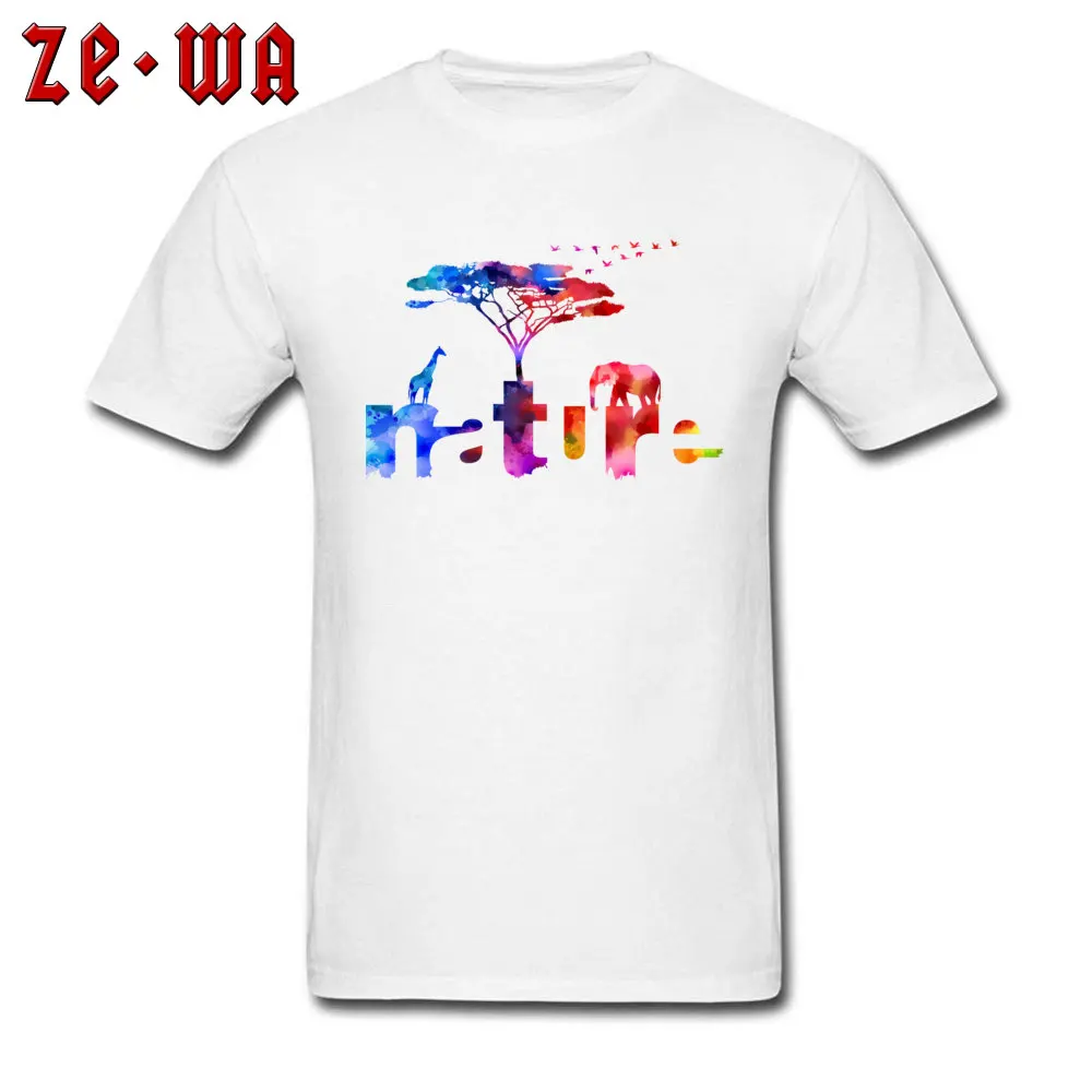 

T-shirt Watercolor Elephant T Shirt Print Men Tshirt Cotton White Clothes Nature Art Designer Guys Tops Hip Hop Tees Casual