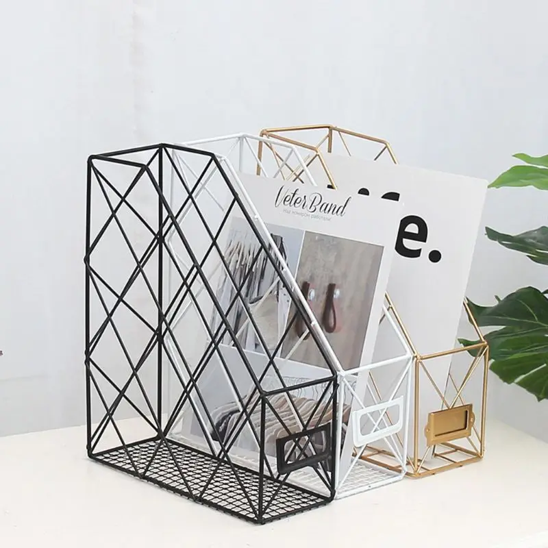 buy Modern Desktop Book Storage Rack Iron Bookshelf Organizer Shelf Display Decor