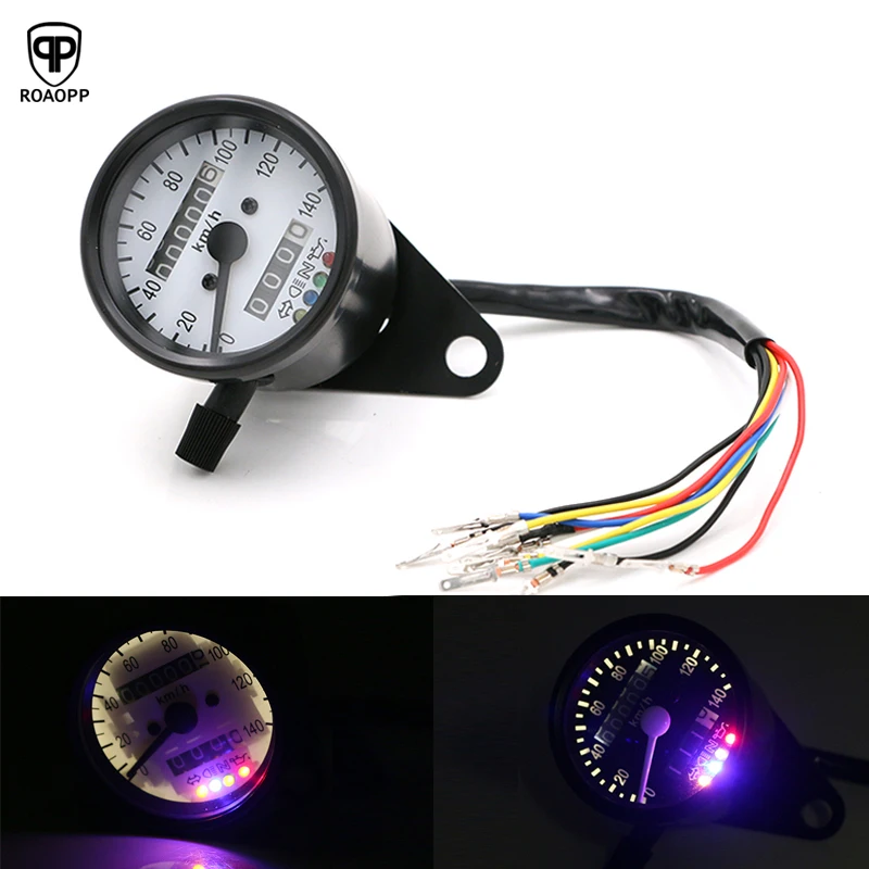 

ROAOPP Motorcycle Odometer LED Backlight KMH Speedometer Gauge Signal Light Universal Motorcycle Speedometer Odometer Gauge