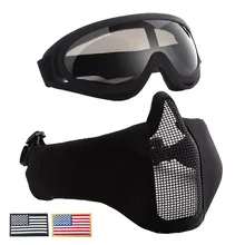 Тактические Маски для страйкбола дышащие полуметаллические стальные V10 сетчатые маски для лица и UV400 очки+ комплект нарукавных повязок для охоты и пейнтбола