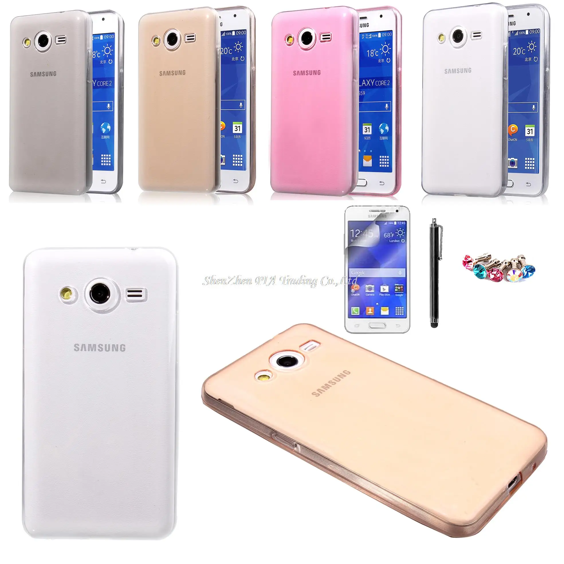 G355 Черный Белый Золотой Тонкий Мягкая Задняя Крышка Корпуса ТПУ Для Samsung Galaxy Core 2