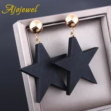 Ajojewel Simple Style Wood Star Big Earrings Black Jewelry For Women Fashion Jewelry Wholesale