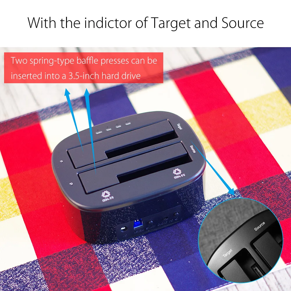 ORICO Dual Bay HDD Docking Station with Offline Clone SATA to USB 3.0 HDD Clone Docking Station for 2.5/3.5'' SSD HDD Enclosure hard disk box