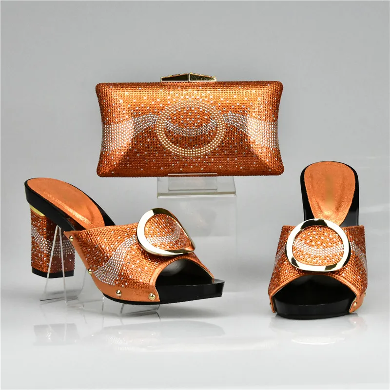 Para plata Africanos Sandalia De Bolsos Boda Mujer Y Zapatos Italianos Altos naranja Dorados amarillo oro Tacones Negro Conjunto Juego 07qTw7
