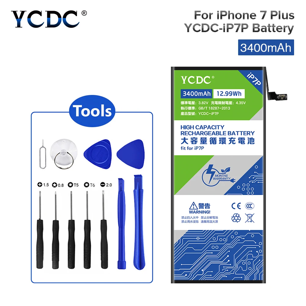 3,82 V 3400mAh YCDC батарея для iPhone 7 Plus 7 Plus Мобильный телефон высокое качество Реальная емкость внутренний телефон Bateria Бесплатные инструменты