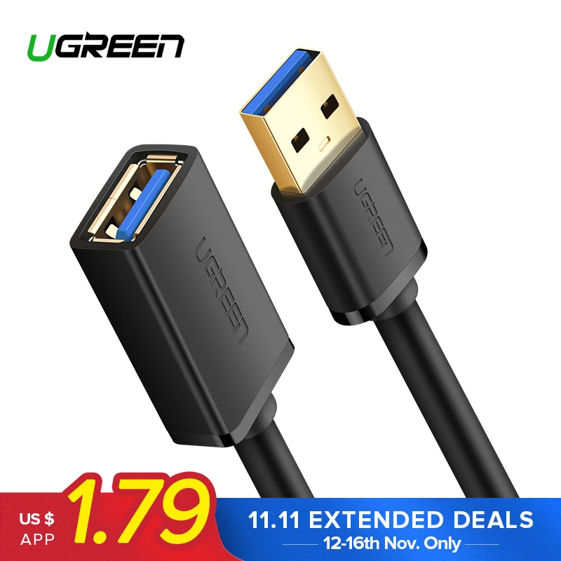 Ugreen USB Extension Cable USB 3.0 Cable for Smart TV PS4 Xbox One SSD USB3.0 2.0 to Extender Data Cord Mini USB Extension Cable