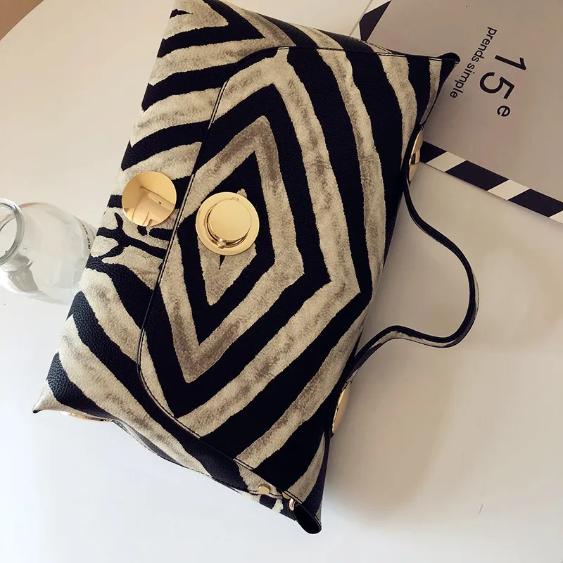 envelope bag stylish female big handbag leisure shoulder bag women zebra grain large capacity pu leather bag for girls tote (5)