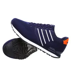 Пара летней обуви с дышащей сеткой унисекс спортивные кроссовки синего цвета с серыми вставками мужские и женские кроссовки для бега