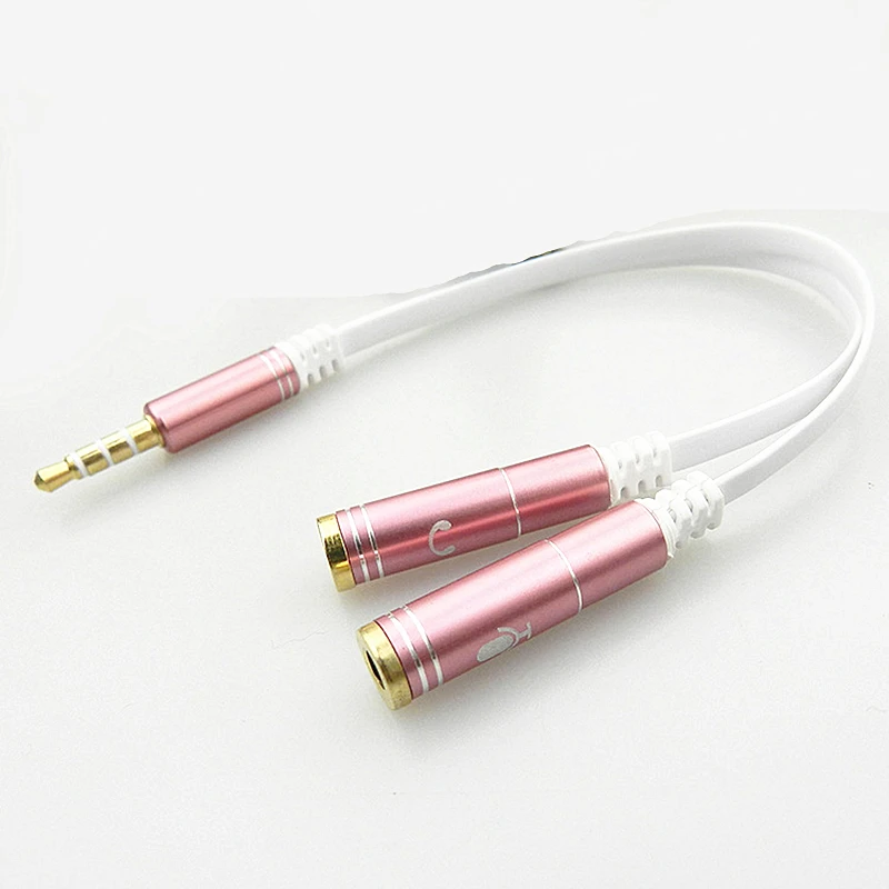Rankman 3.5 Jack Male to 2 Female with Mic 3.5mm Audio Extension AUX Cable Y Splitter Line for Speaker Phone Car Earphone MP3