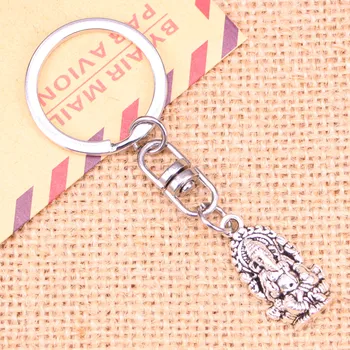 

20pcs New Fashion Keychain 26*14 mm Ganesha elephant buddha Pendants DIY Men Jewelry Car Key Chain Ring Holder Souvenir For Gift