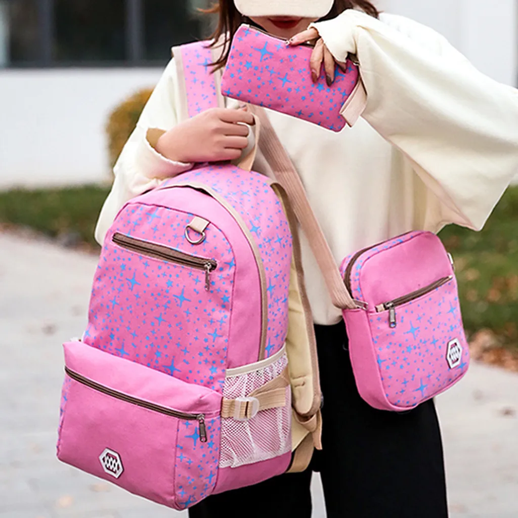 

2019 cute backpacks for girls Fashion Women's Outdoor Three-Piece Canvas Solid Color Backpack mochila feminina Travel Bag #4gh
