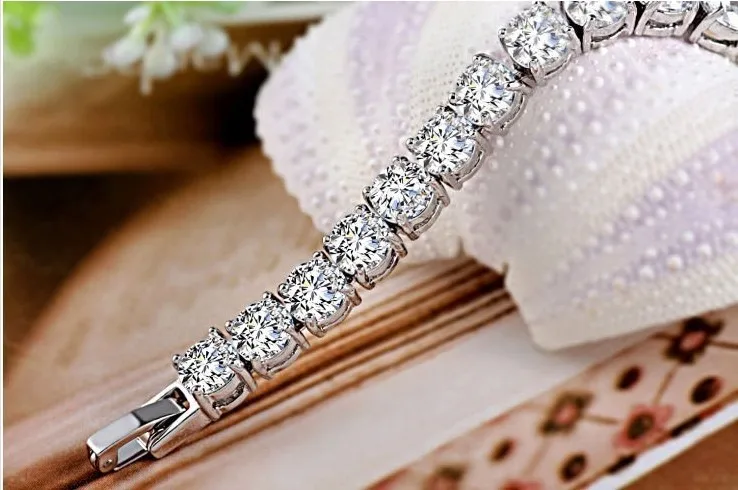 Elegant Certified Sona Synthetic Diamond Bracelet For Women Genuine Elegant Certified Sona Synthetic Diamond Bracelet For Women Genuine 925 Sterling Silver Platinum Plated Jewelry Friend In Charm Bracelets From