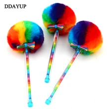 Креативная карамельный цвет меховая плюшевая шариковая гелевая ручка милые школьные канцелярские принадлежности для студентов