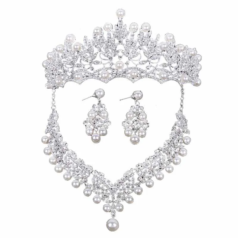 Высокое качество, свадебная корона, свадебная головка, жемчужная тиара, ювелирное изделие, Женские аксессуары для волос, набор серебряных головных уборов, большая пышная корона