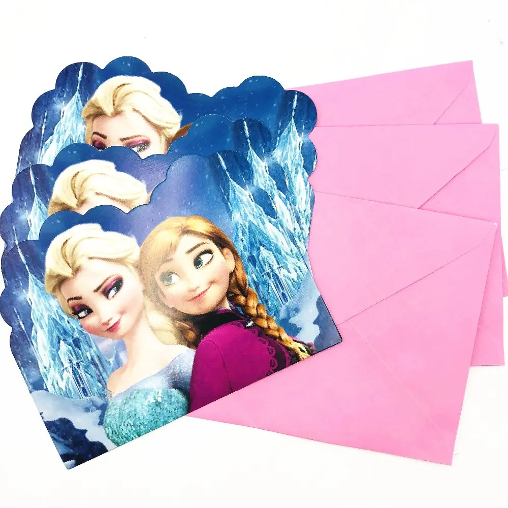 

6pcs/set Frozen Elsa and Anna Invitation Card Party Birthday Decoration Cartoon Theme Party Supply Festival Supplies Set