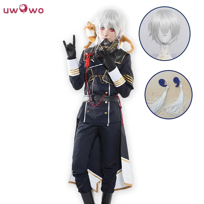 UWOWO костюм для косплея nakigitsune Touken Ranbu онлайн крутой костюм из полиэстера с галстуком перчатки и маска Touken Ranbu костюм для косплея nakigitsune для мужчин - Цвет: Cos eardrop wig