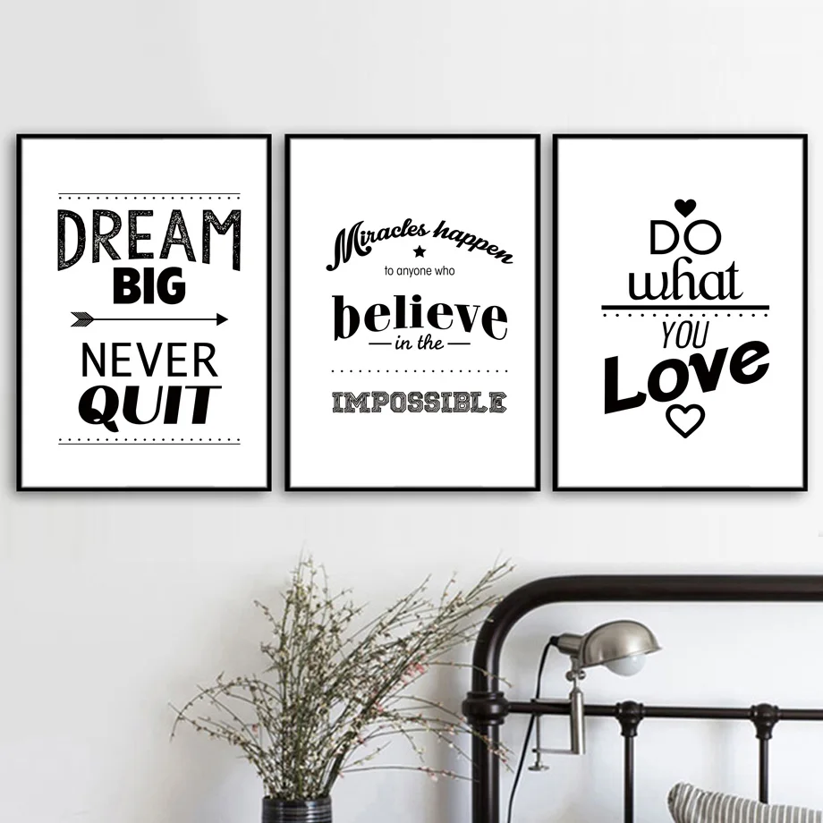 Dream Love Quotes Dinding Seni Lukisan Kanvas Nordic Poster Dan