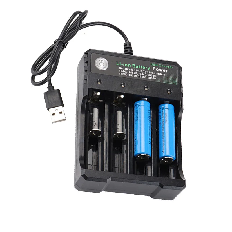 

DC 4.2V/1A 18650 USB Charger 4-slot Li-ion Battery USB Charger Adapter for Battery 18350 16340 18500 26650 18650 14500