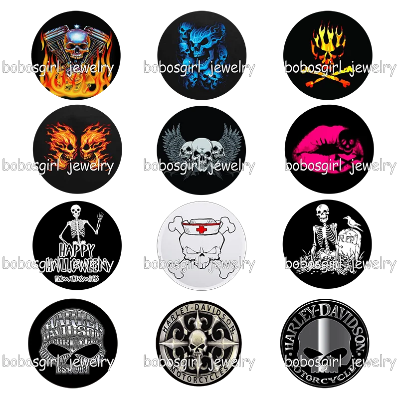 

Halloween skull punk glass snap button photo print Phone Holder GS9321