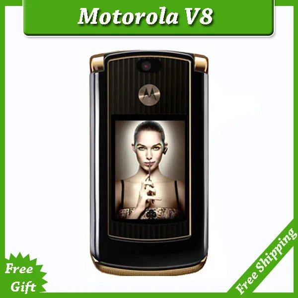 Refurbished luxury version motorola V8 original unlocked GSM mobile phone with english keyboard russia keyboard simple