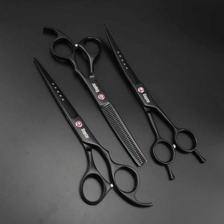 Professional Pet Scissors 7"Straight&6.5" Thinning&7" Curved Shears Dog