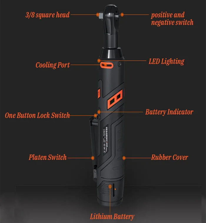 Электрический храповым механизмом 12 V беспроводной 3/8 дюйма 2000 mAh литиевая Батарея электрический ключ Инструменты для ремонта автомобилей