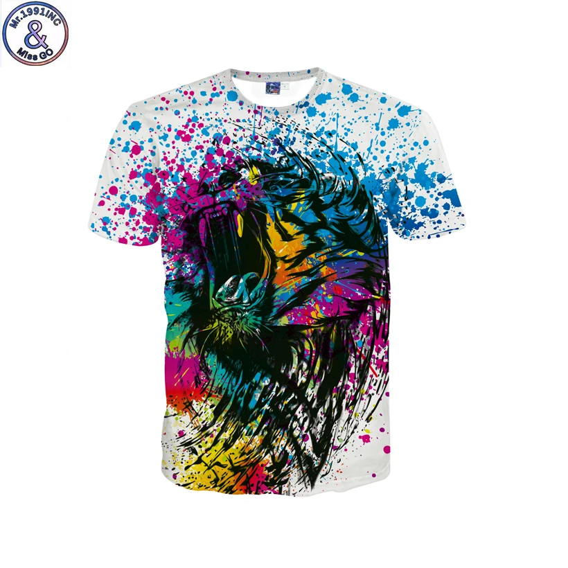

Mr.1991 brand funny colorful Splash ink 3D printed t-shirt for boy Newest arrive short sleeve girls t shirt teenage tops DK4