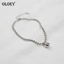OLOEY простые круглые бисерные браслеты для женщин, настоящее 925 пробы, серебряный браслет на лодыжке, Женские Ювелирные изделия, YMA002