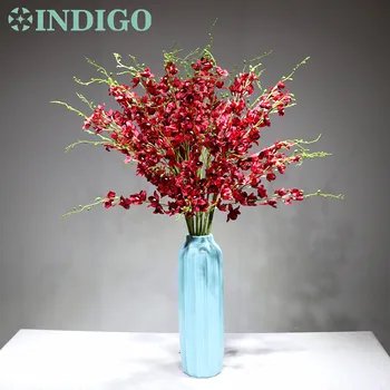 

INDIGO- 15pcs Red Little Dancing-lady Orchid Flower Artificial Flowers Wedding Party Banquet Decoration Interior Trim