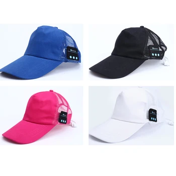 

New bluetooth earphone music player bluetooth headset colorful sport wireless headphone Net Breathable hat cap