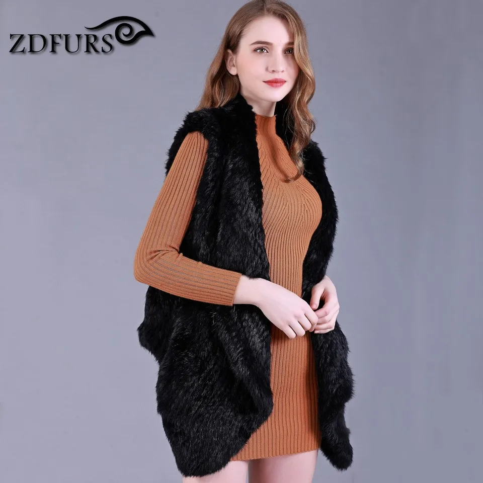 Grey De black Lapin Gilets À Fourrure Femmes Tricoté Tricot Powder Manches nature nature lotus Double Zdfurs Grey Fait Nouveau Brown Main Beige 165010 face Sans dark Gilet Hiver Zdkr La 10nzq4w