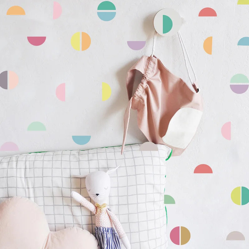 Tofok الملونة القوس جدار ملصقا Ins الشمال بسيطة نمط صائق الحائط الأطفال غرفة خزانة ديكور ملصقات جدار فتاة الحسنات