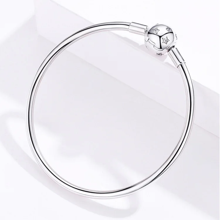 BISAER Pulseira серебряные браслеты 925 пробы Серебряная круглой формы застежка Femme серебряные браслеты для женщин Роскошные ювелирные изделия ECB144