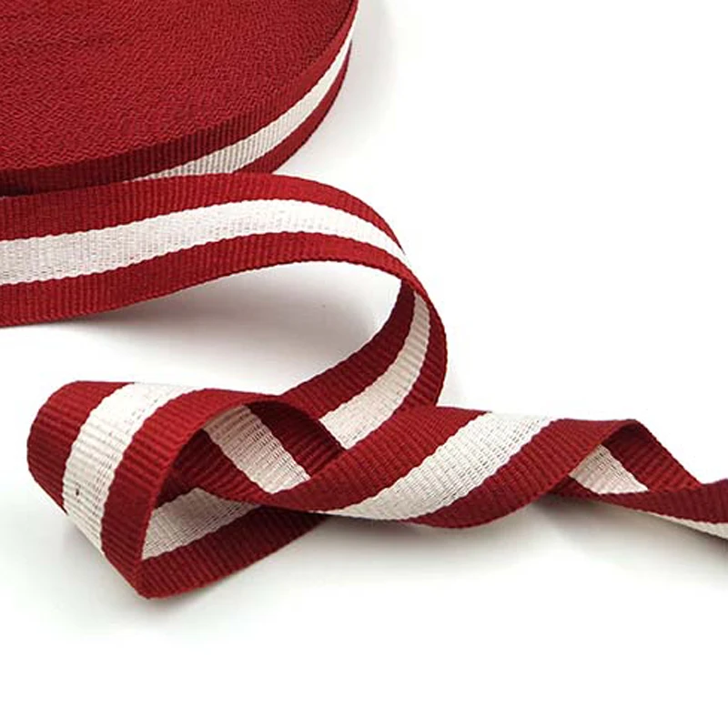 

High quality 10mm 15mm 25mm decoration belt red white stripe ribbon decoration belt DIY Handmade Sewing Accessories material
