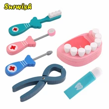 6 шт. деревянный стоматологический игровой набор, игровой набор для ролевых игр, детский эмуляционный стоматологический Набор игрушечных инструментов