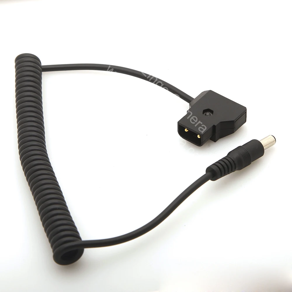 Coiled D-Tap Male to DC 5.5x2.5mm Cable for DSLR Rig Power V-Mount Anton Battery |
