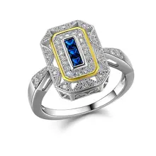 Nuevo Sólido 925 Plata Esterlina Del Anillo de Bodas Zirconia Azul 3 Colores de La Joyería Clásica De Las Mujeres
