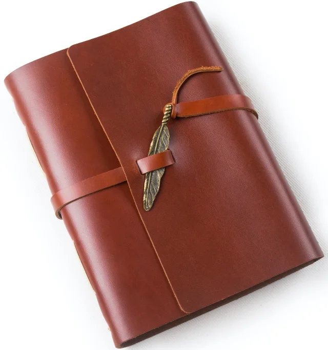 Anciccraft кожаная тетрадь для дневника с винтажным пером A5 A6 пустой выстроились крафт бумага ручной работы с подарочной коробкой - Цвет: Red brown-A5-Blank