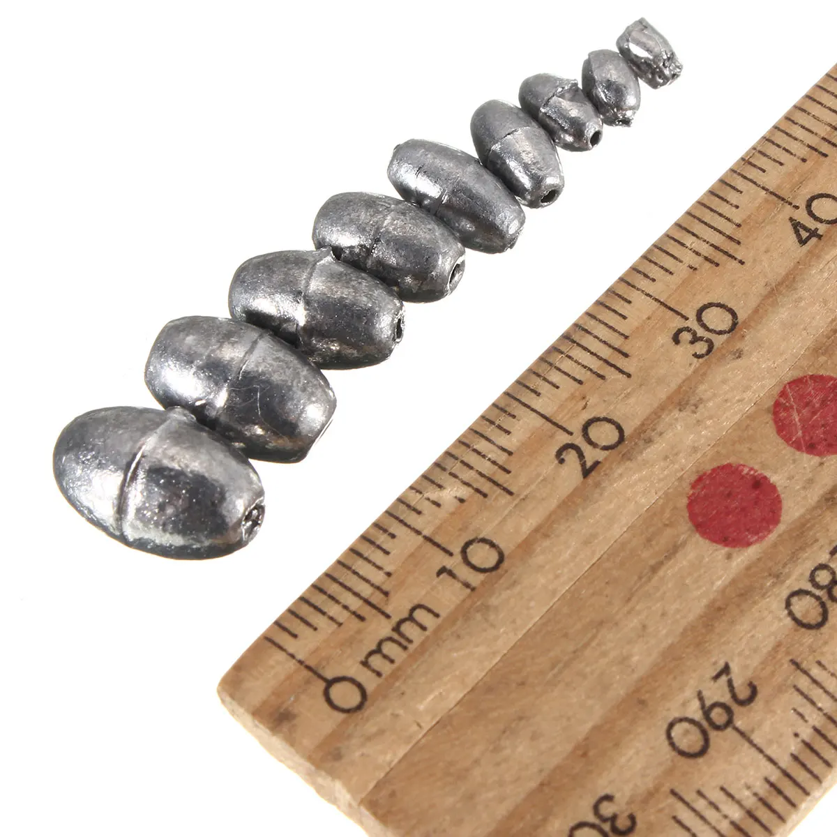 50PCS Fishing Olive Shape Rig Sinkers Angling Pure Lead Weight Split Shot 0.2-8g