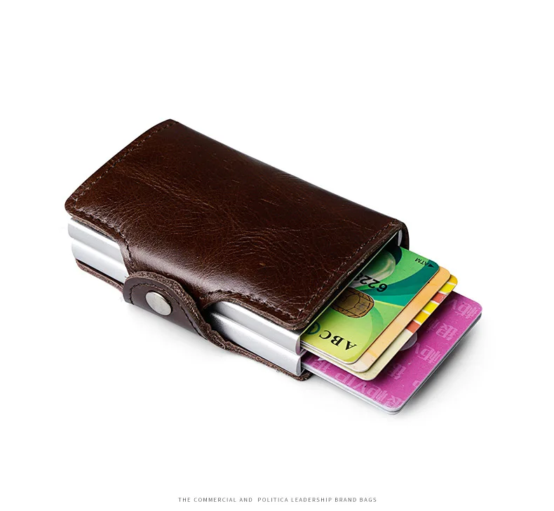 Weduoduo 2019 натуральная кожа металл Для мужчин держатель для карт RFID Алюминия моды кредитной держатель для карт с RFID Блокировка мини-кошелек
